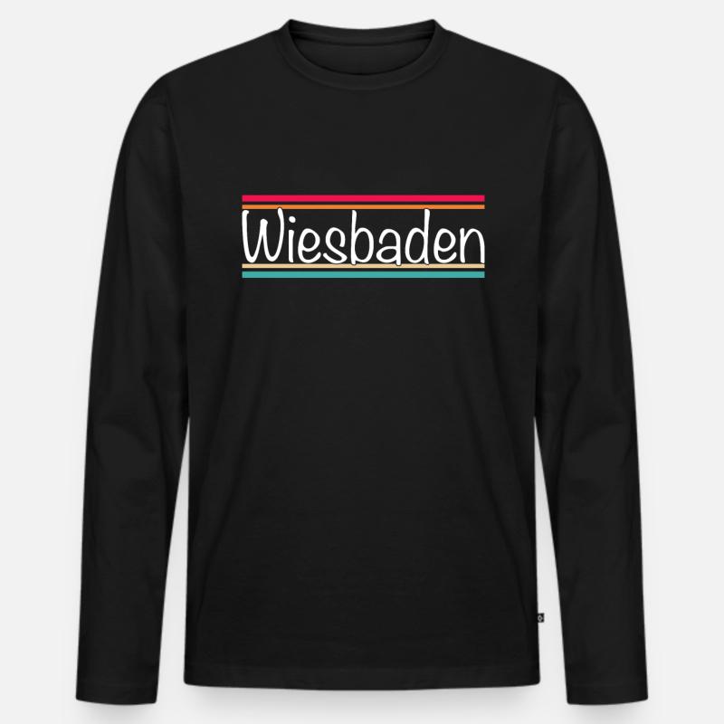 Wiesbaden - Männer Premium Bio Langarmshirt - Schwarz