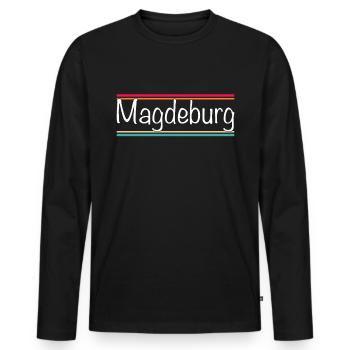 Magdeburg - Men's Premium Organic Long Sleeve Shirt - black - Front - Nico (187cm)