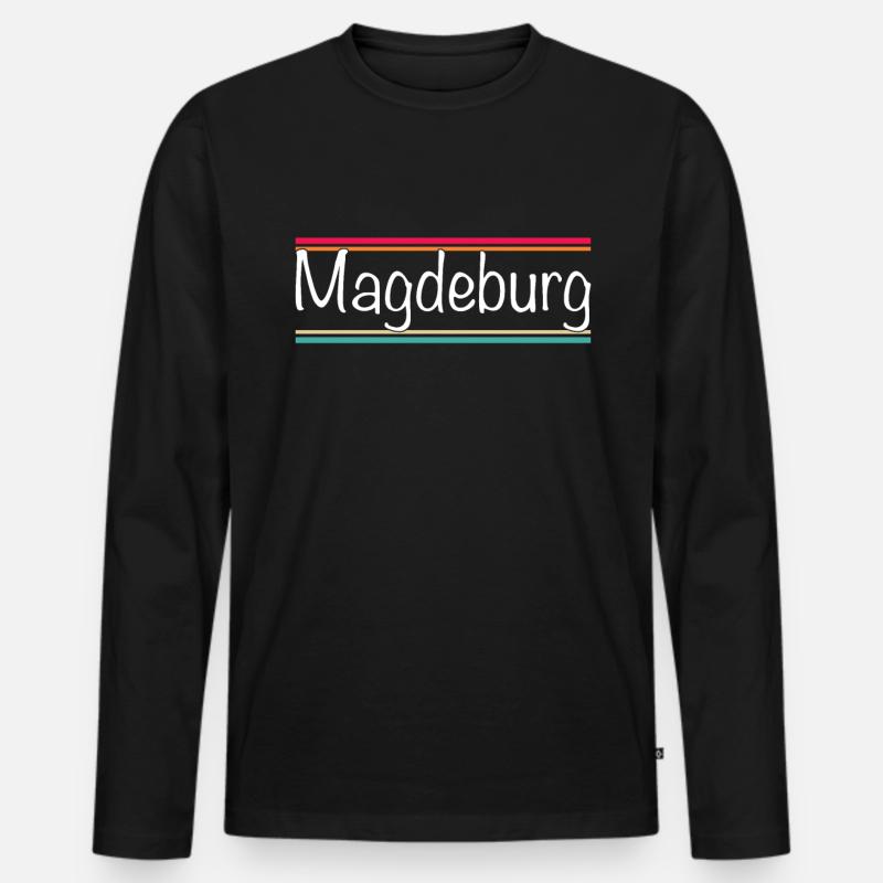 Magdeburg - Männer Premium Bio Langarmshirt - Schwarz