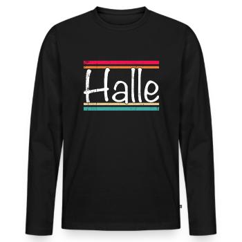 Hall - Men's Premium Organic Long Sleeve Shirt - black - Front - Nico (187cm)