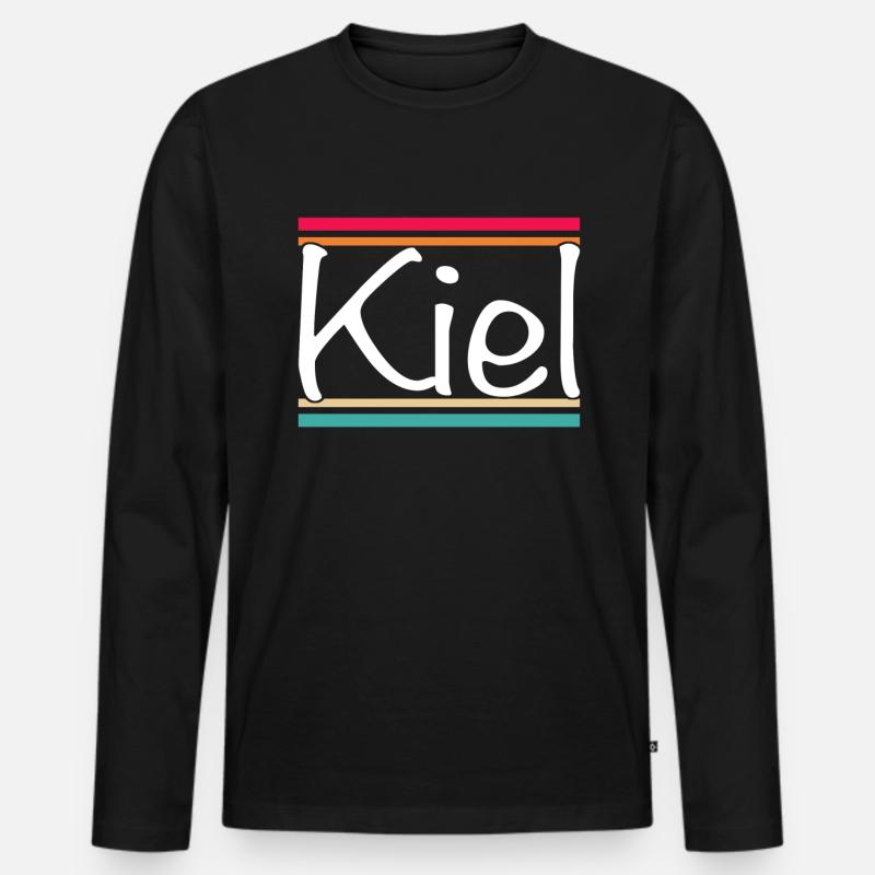 Kiel - Männer Premium Bio Langarmshirt - Schwarz