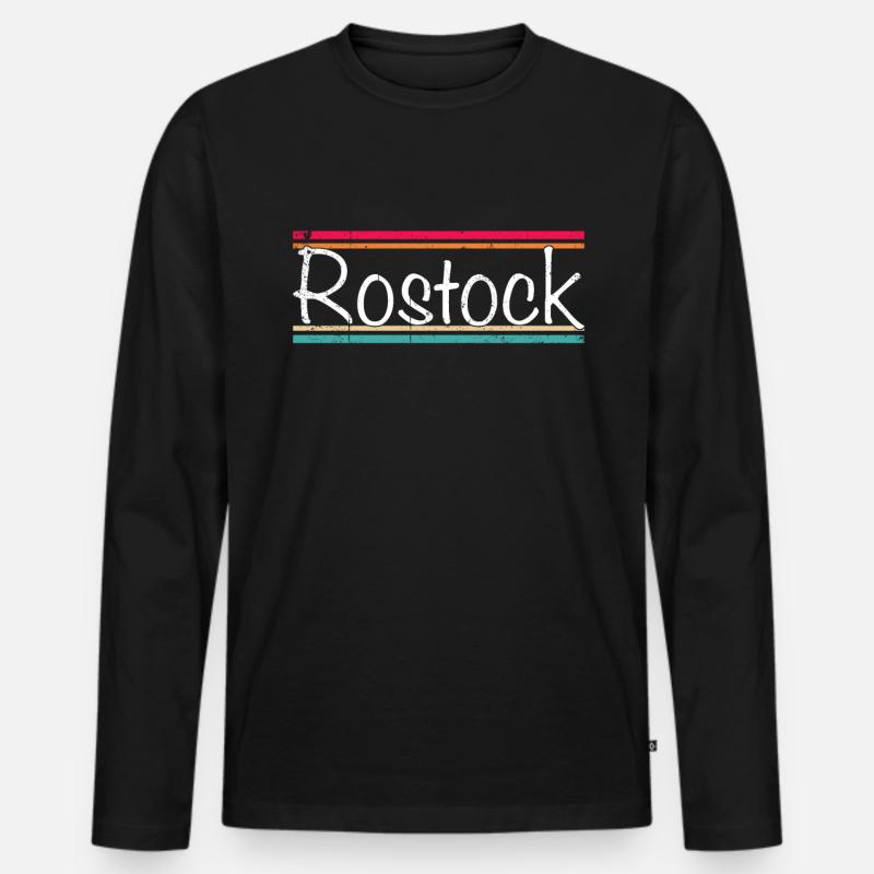 Rostock - Männer Premium Bio Langarmshirt - Schwarz