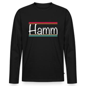 Hamm - Männer Premium Bio Langarmshirt - Schwarz - Vorne - Nico (187cm)
