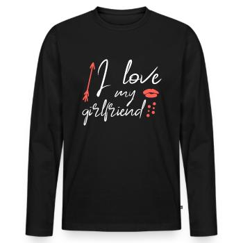 I love my girlfriend - Men's Premium Organic Long Sleeve Shirt - black - Front - Nico (187cm)