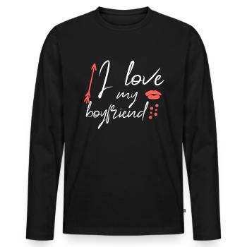 I love my boyfriend - Men's Premium Organic Long Sleeve Shirt - black - Front - Nico (187cm)