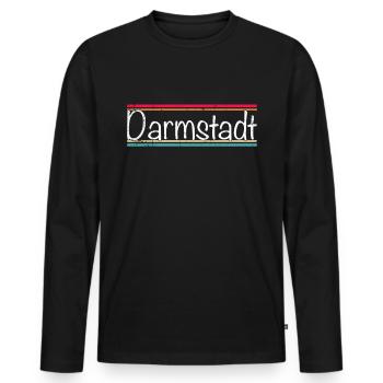 Darmstadt - Männer Premium Bio Langarmshirt - Schwarz - Vorne - Nico (187cm)