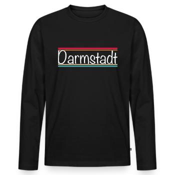 Darmstadt - Männer Premium Bio Langarmshirt - Schwarz - Vorne - Nico (187cm)