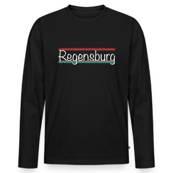 Regensburg - Men's Premium Organic Long Sleeve Shirt - black - Front - Nico (187cm)