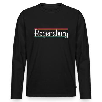 Regensburg - Men's Premium Organic Long Sleeve Shirt - black - Front - Nico (187cm)
