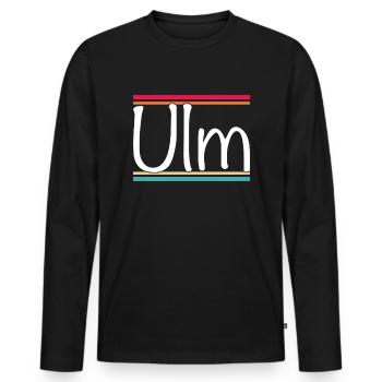 Ulm - Männer Premium Bio Langarmshirt - Schwarz - Vorne - Nico (187cm)