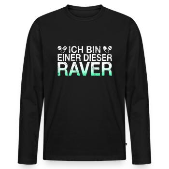 Raven Raver Spruch - Männer Premium Bio Langarmshirt - Schwarz - Vorne - Nico (187cm)