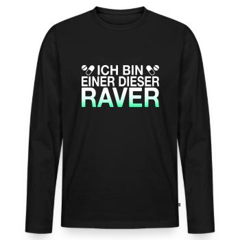 Raven Raver Spruch - Männer Premium Bio Langarmshirt - Schwarz - Vorne - Nico (187cm)