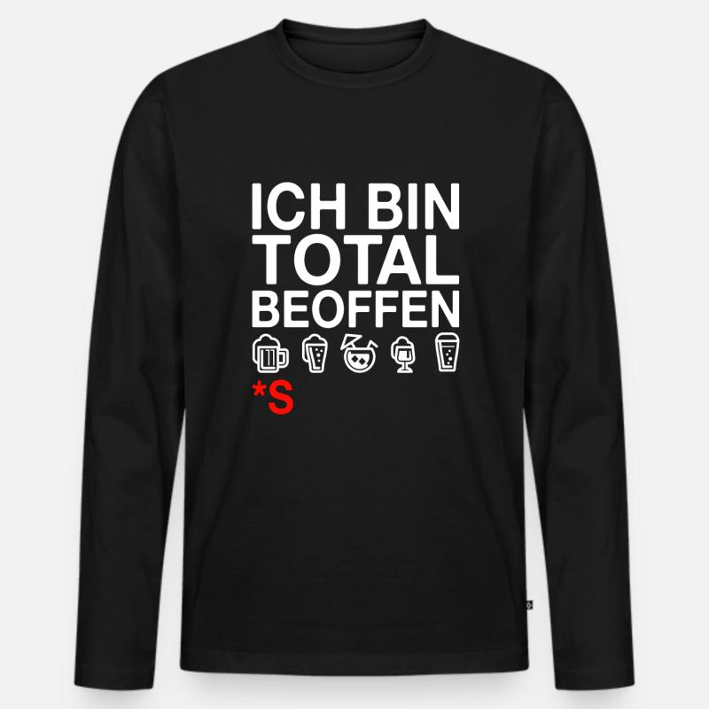Betrunken Fun Spruch - Männer Premium Bio Langarmshirt - Schwarz