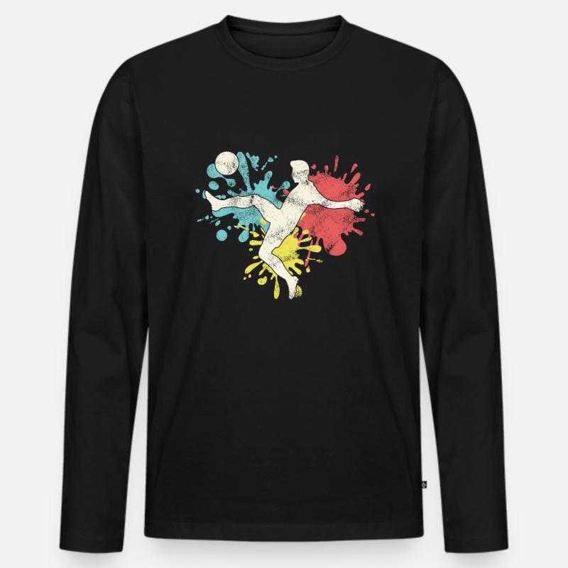 Fußballer - Männer Premium Bio Langarmshirt - Schwarz