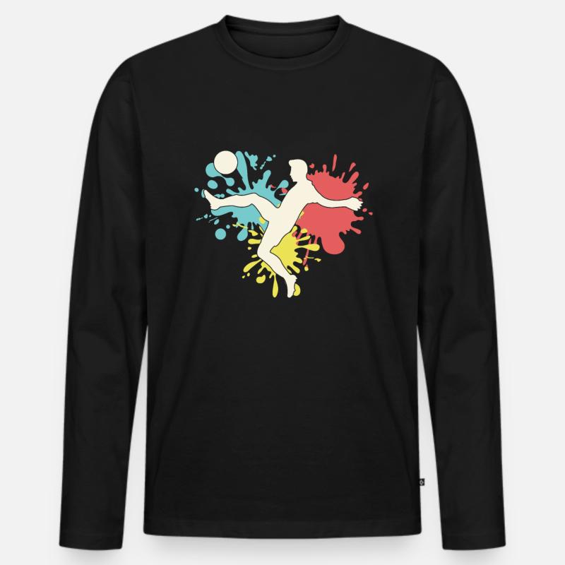 Fußballer - Männer Premium Bio Langarmshirt - Schwarz