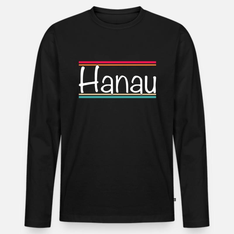 Hanau - Männer Premium Bio Langarmshirt - Schwarz