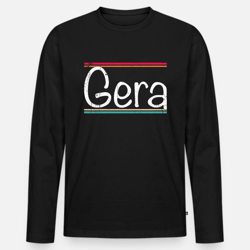 Gera - Männer Premium Bio Langarmshirt - Schwarz