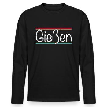 Gießen - Männer Premium Bio Langarmshirt - Schwarz - Vorne - Nico (187cm)
