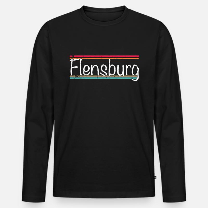 Flensburg - Männer Premium Bio Langarmshirt - Schwarz