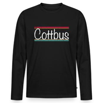 Cottbus - Men's Premium Organic Long Sleeve Shirt - black - Front - Nico (187cm)