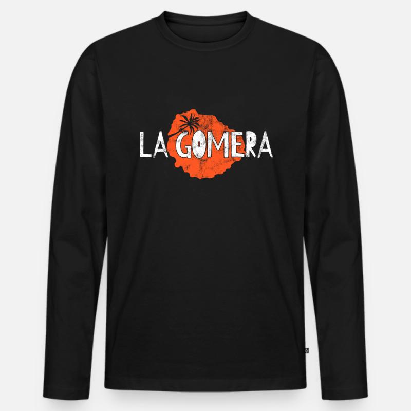 La Gomera - Männer Premium Bio Langarmshirt - Schwarz