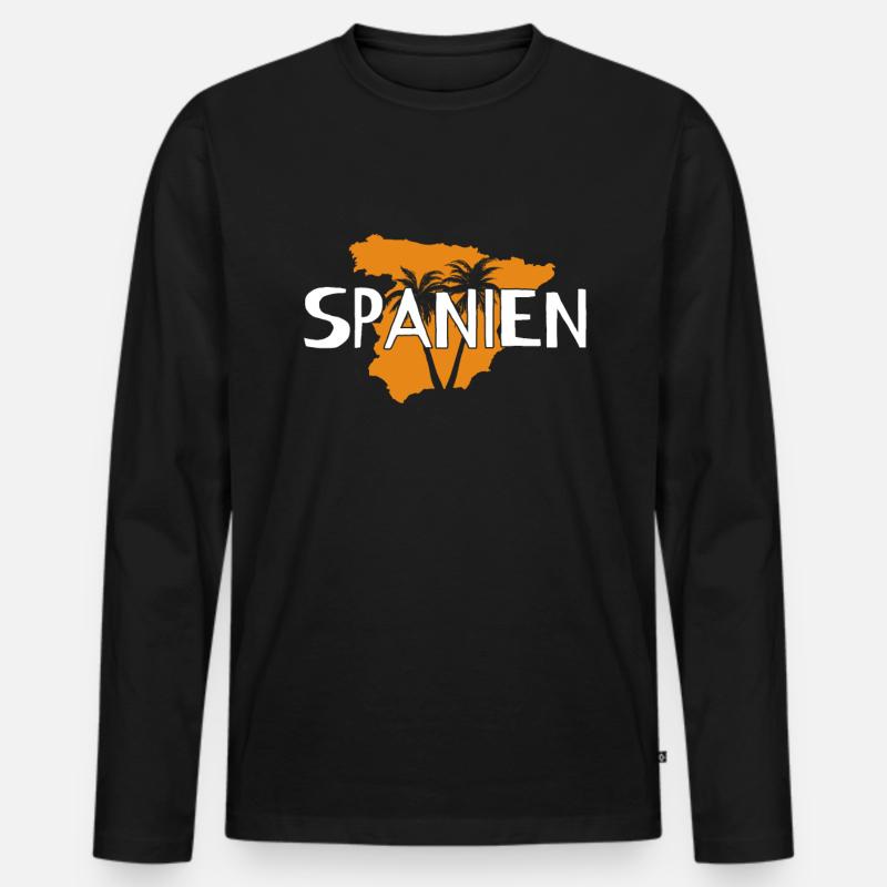 Spanien - Männer Premium Bio Langarmshirt - Schwarz