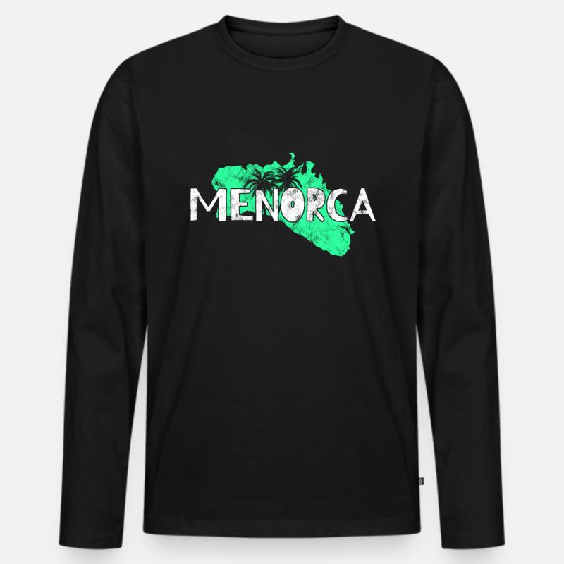 Menorca - Männer Premium Bio Langarmshirt - Schwarz