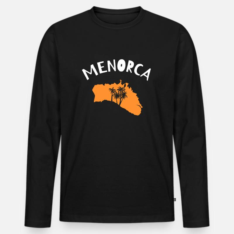 Menorca - Männer Premium Bio Langarmshirt - Schwarz