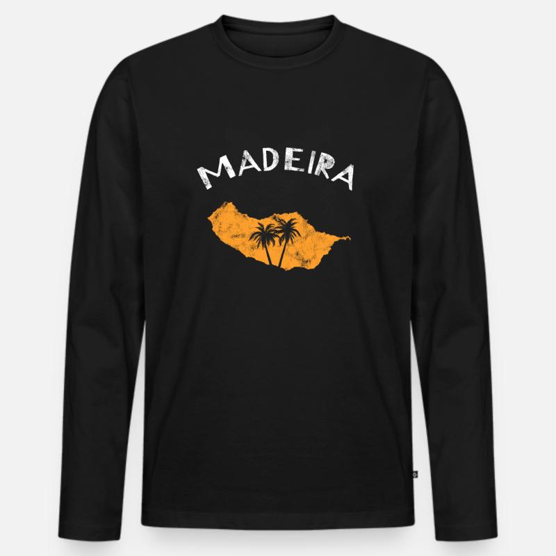 Madeira - Männer Premium Bio Langarmshirt - Schwarz