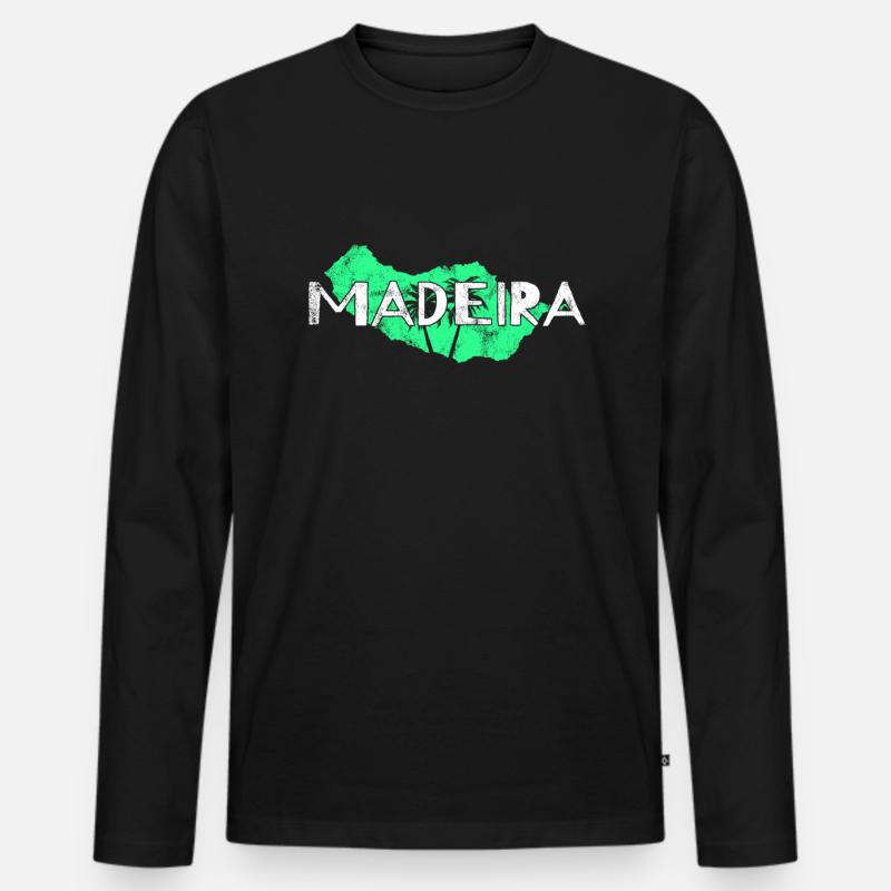Madeira - Männer Premium Bio Langarmshirt - Schwarz