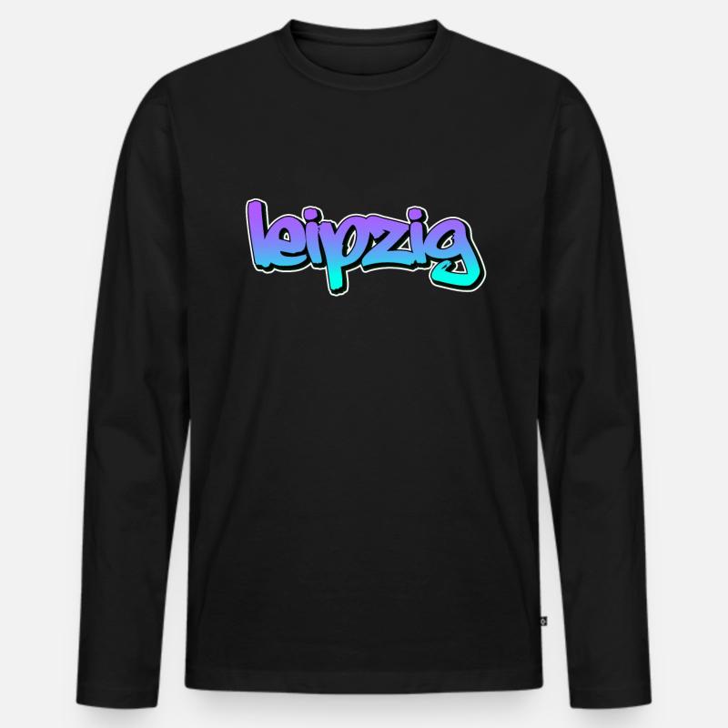 leipzig - Männer Premium Bio Langarmshirt - Schwarz