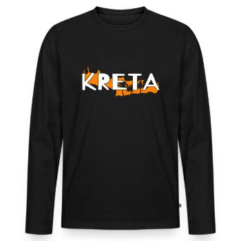 Crete - Men's Premium Organic Long Sleeve Shirt - black - Front - Nico (187cm)