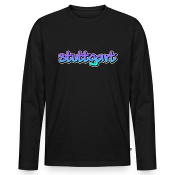 Stuttgart - T-shirt manches longues Premium bio Homme - noir - Devant - Nico (187cm)