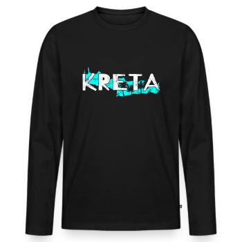 Crete - Men's Premium Organic Long Sleeve Shirt - black - Front - Nico (187cm)