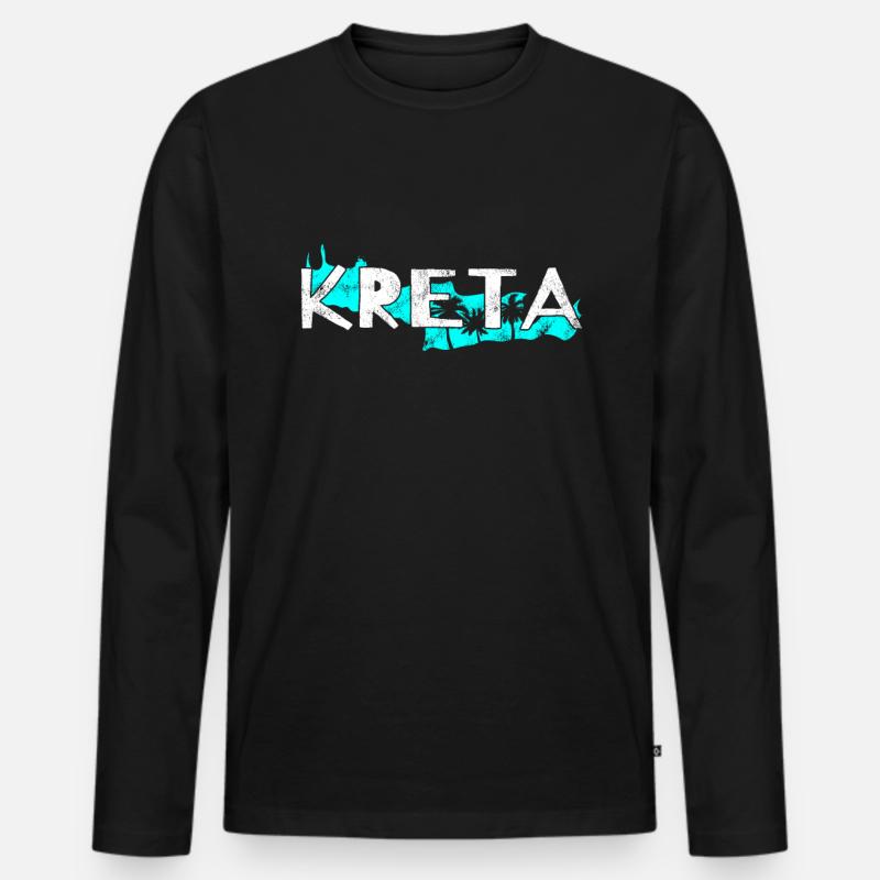 Kreta - Männer Premium Bio Langarmshirt - Schwarz