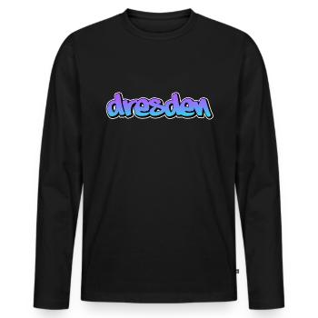 Dresde - T-shirt manches longues Premium bio Homme - noir - Devant - Nico (187cm)