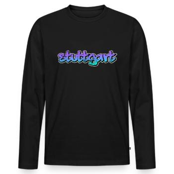 Stuttgart - T-shirt manches longues Premium bio Homme - noir - Devant - Nico (187cm)