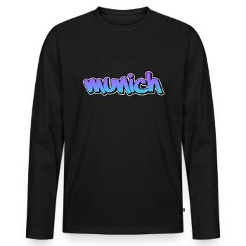Munich - T-shirt manches longues Premium bio Homme - noir - Devant - Nico (187cm)