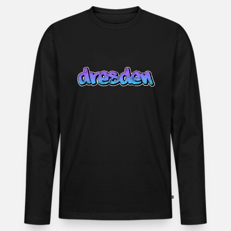 dresden - Männer Premium Bio Langarmshirt - Schwarz