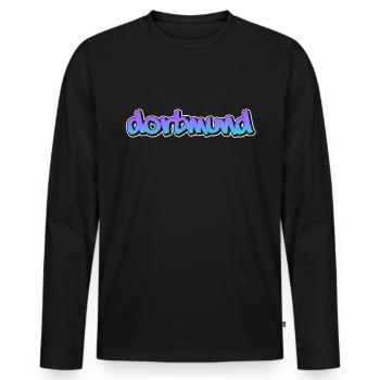 Dortmund - Men's Premium Organic Long Sleeve Shirt - black - Front - Nico (187cm)