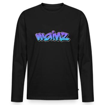 Mainz - Männer Premium Bio Langarmshirt - Schwarz - Vorne - Nico (187cm)
