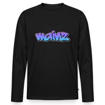Mainz - Männer Premium Bio Langarmshirt - Schwarz - Vorne - Nico (187cm)