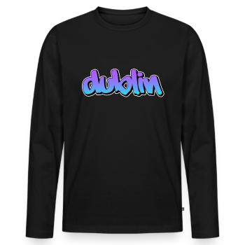 Dublin - Männer Premium Bio Langarmshirt - Schwarz - Vorne - Nico (187cm)
