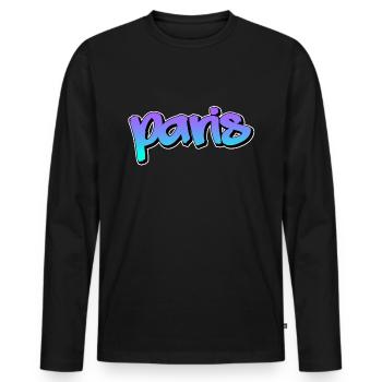 Paris - Männer Premium Bio Langarmshirt - Schwarz - Vorne - Nico (187cm)