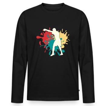 Boxe - T-shirt manches longues Premium bio Homme - noir - Devant - Nico (187cm)