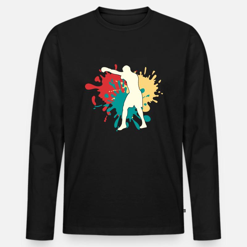 Boxen - Männer Premium Bio Langarmshirt - Schwarz