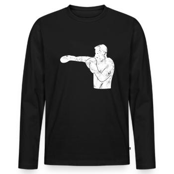 Boxer Silhouette - Men's Premium Organic Long Sleeve Shirt - black - Front - Nico (187cm)
