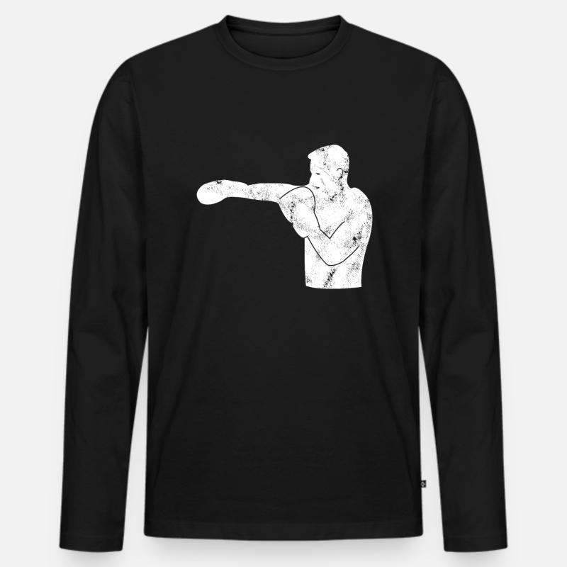 Boxer Silhouette - Männer Premium Bio Langarmshirt - Schwarz