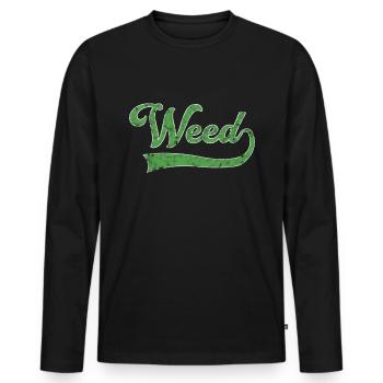 Weed Schriftzug - Männer Premium Bio Langarmshirt - Schwarz - Vorne - Nico (187cm)