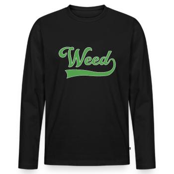 Weed Schriftzug - Männer Premium Bio Langarmshirt - Schwarz - Vorne - Nico (187cm)